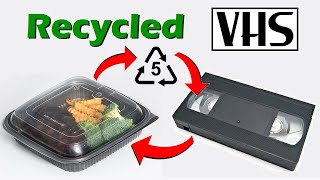 A VHS tape made from recycled food containers