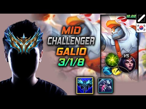 Challenger Mid Galio Build Everfrost Aftershock - Galio Mid vs LeBlanc - LOL KR 12.22
