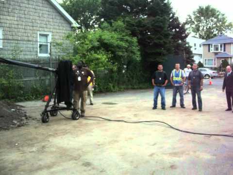 Crane shot at crime scene