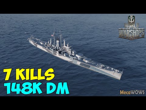 World of WarShips |  Des Moines | 7 KILLS | 148K Damage - Replay Gameplay 4K 60 fps