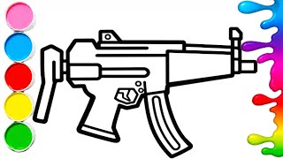 How to draw a sub machine gun for beginners🌈 easy machine gun drawing with me step by step 