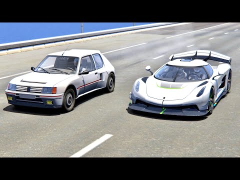 Koenigsegg Jesko vs Peugeot 205 T16 with NOS - Drag Race 20 KM
