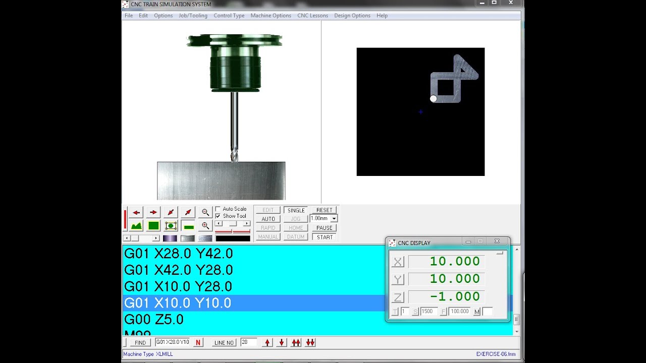 Ex.6: Using subprogram and Mirroring - Create a part program - Sub programming - Part 3