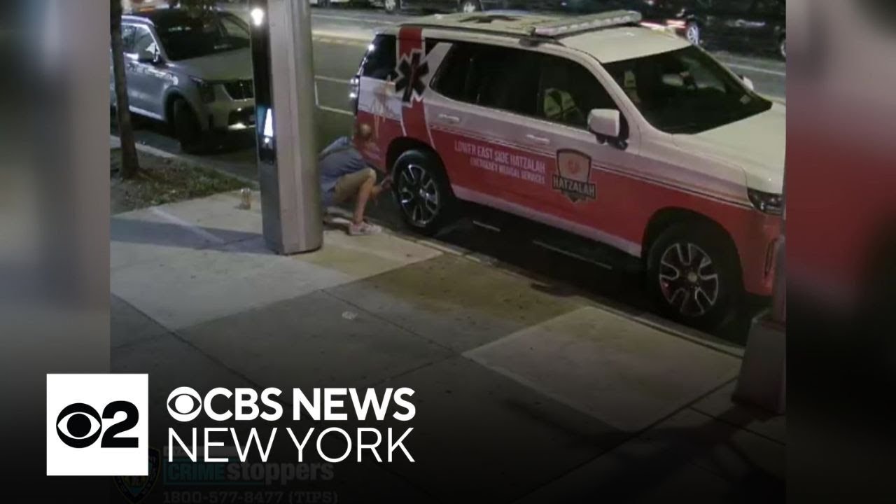 Video shows suspect setting Hatzalah ambulance on fire in NYC