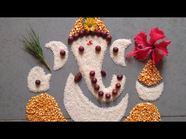 Pulses rangoli design ganesha for ganesh chaturthi festival by poongodi - video 2