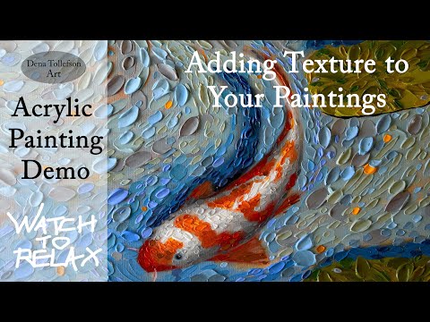 "Koi Serenity" Part 2 of 2 Acrylic Painting Demo Daubism Texture Painting #UnderWaterArtChallenge