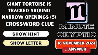 Giant tortoise is tracked around narrow openings (5) Crossword Clue | Minute Cryptic Clue #143