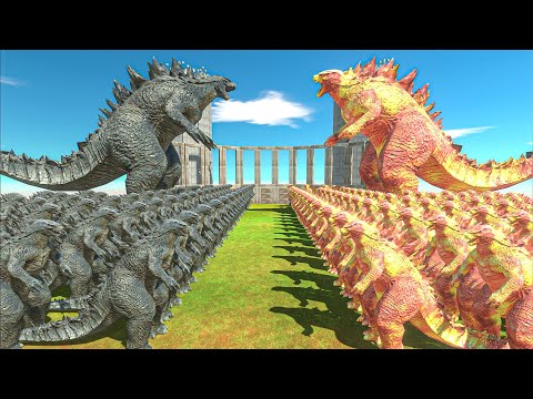 Epic Godzilla Battle | Growing Godzilla 2014 vs Fire Godzilla - Animal Revolt Battle Simulator