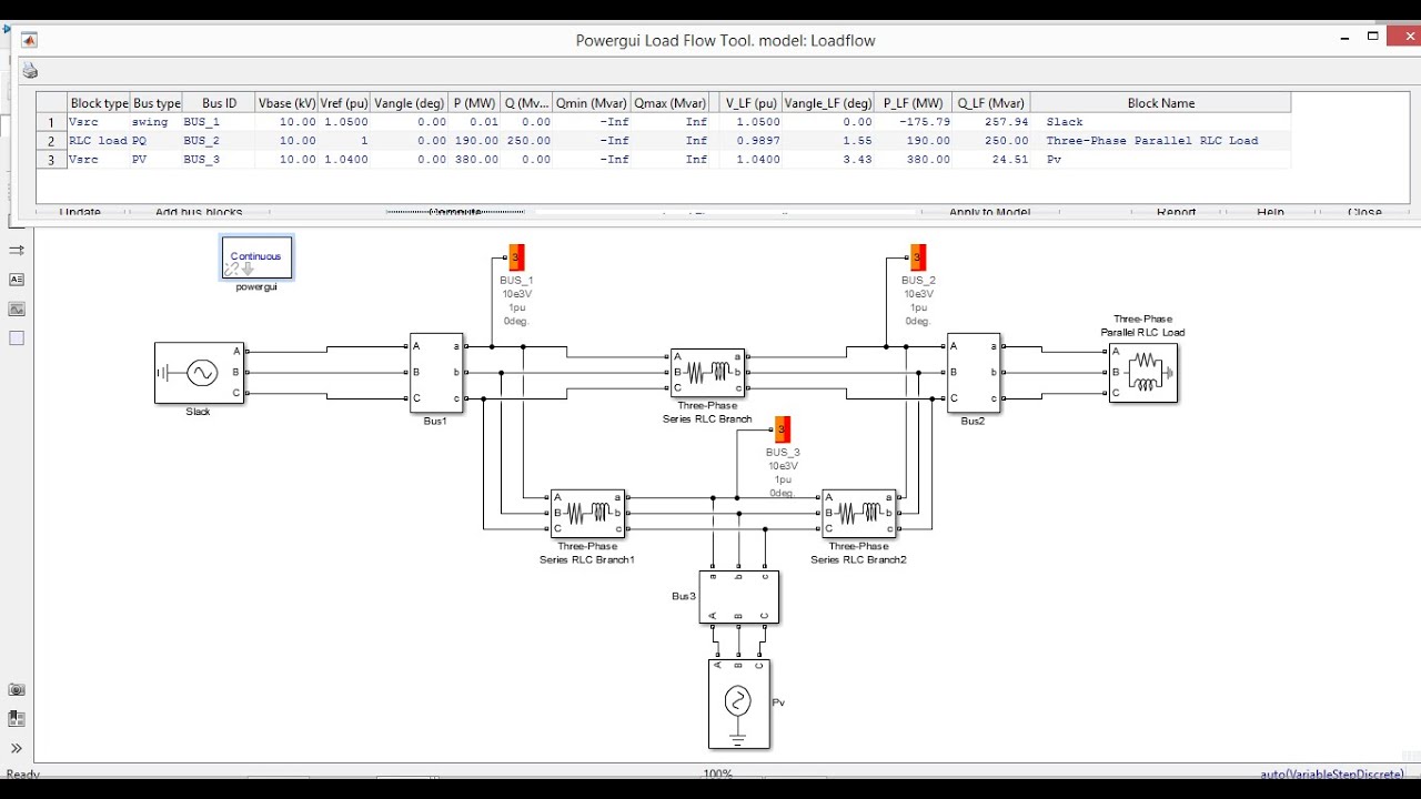 Load flow analysis using matlab simulink