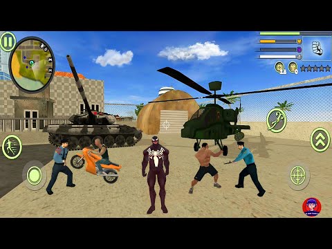 Venom Spiderman Rope Hero Vice Town Simulator Stealing New Army's Car #32 - Android Gameplay