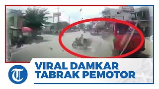 Viral Video Mobil Barisan Damkar Tabrak Sepeda Motor di Banjarmasin, Pengendara Terpelanting Jauh