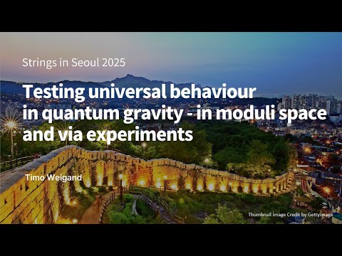 [SIS2025] 9. 26. Timo Weigand, Testing universal behavior in quantum gravity - in moduli space and