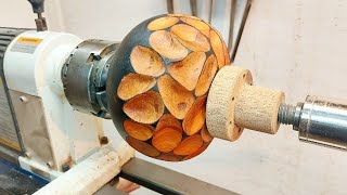 Woodturning - Fire Bake !! लकड़ी नृत्य 【職人技】木工旋盤で燃やしたり凸凹したり