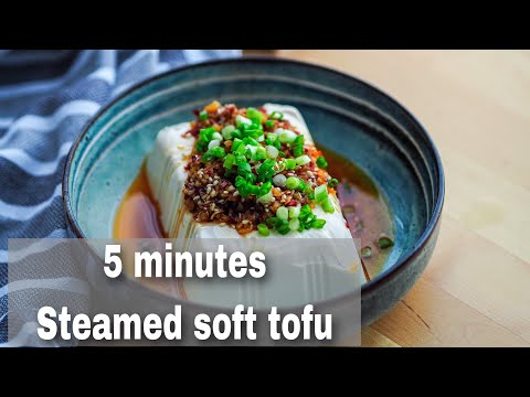 5 minutes Steamed Silken Tofu with Garlic Soy Sauce | Vegan Recipe