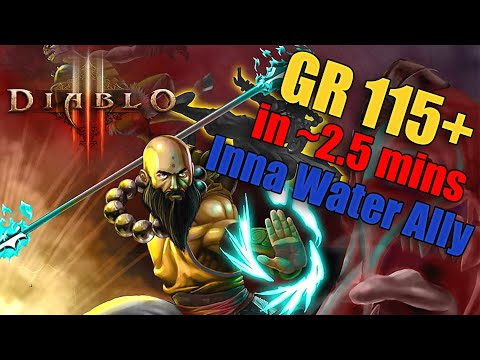 Diablo 3 Season 26 - Water Ally Inna Monk GR 115 Speeds in ~2.5 Minutes (Crimson's Variant)