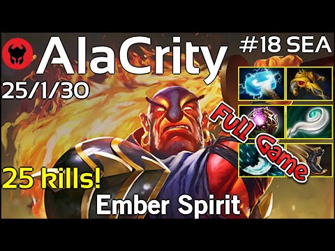 25 kills! AlaCrity plays Ember Spirit!!! Dota 2 Full Game 7.21