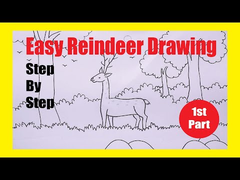 How to draw Reindeer || How to draw Forest || Deer || Jungle / Oil Pastel / Scenery drawing / Pastel