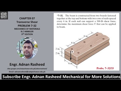 7-32 Determine maximum shear force V can be applied to beam | Mechanics of Materials RC Hibbeler