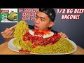 NEKAT MUKBANG 10 INDOMIE CABE IJO PAKE 1 2 KG BEEF BACON