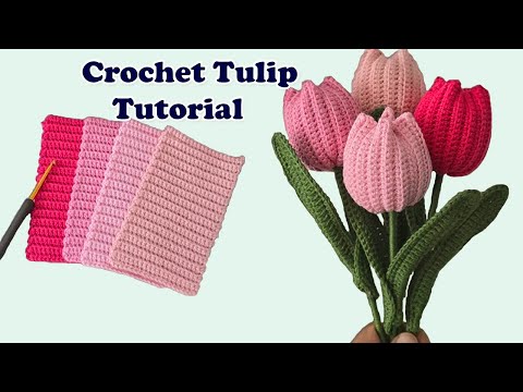 Crochet Tulip Flower 🌷 Easy DIY Bouquet Gift Tutorial
