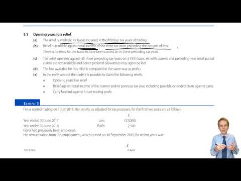 ACCA Taxation (TX-UK) Tax Adjusted Trading Loss - Terminal loss relief