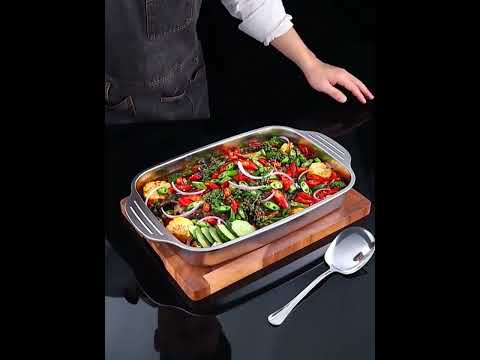 Форма противень для запекания в духовке глубокая из нержавеющей стали с крышкой, Противень для выпечки - фото 2 - id-p2610568229