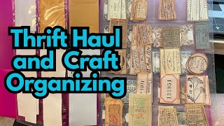 Vintage postcards, envelopes, plastic sheet protectors, and crafty organization