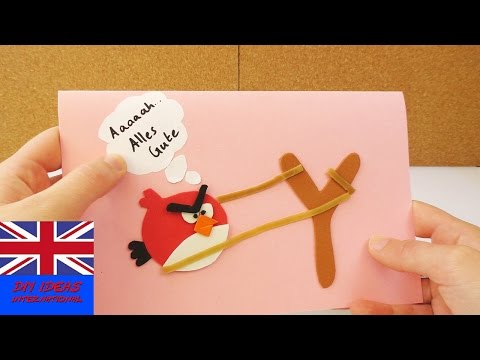 How to make this cool ANGRY BIRDS BIRTHDAY CARD | Angry bird ready to fly