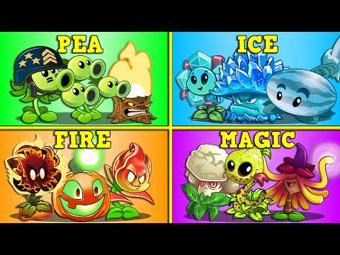 PvZ 2 Team PEA x ICE x FIRE x MAGIC  Battle - Which Team Plants Will Win?