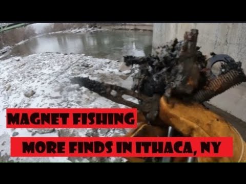 Magnet Fishing in a Snowstorm! | Epic Finds at Six-Mile Creek, Ithaca NY Pruyne Time Magnet Fishing
