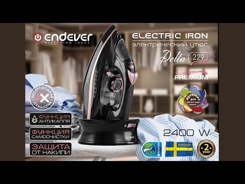 Миниатюра изображения товара Беспроводной утюг Endever Delta-229 (черный/розовое золото)