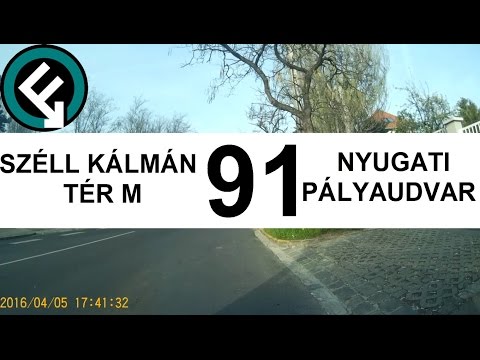 BKV 91-es busz útvonala (Széll Kálmán tér M - Nyugati pályaudvar M)