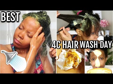 BEST NATURAL 4C HAIR WASH DAY AFTER PROTECTIVE STYLES | DIY HAIR GROWTH PROTEIN TREATMENT |TASTEPINK Video