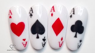 Red and Black Playing cards nail art. ❤️ Valentine's Day nail designs 