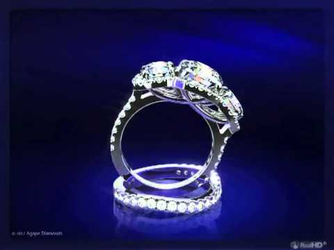 3.98Ct Round Brilliant 3-Stone with Accents Engagement Ring In White Gold