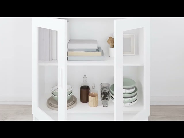 Video teaser for 802741 vidaXL Vitrine Cabinet White 82,5x30,5x80 cm Engineered Wood
