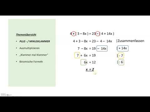 Gleichungen mit Klammern  ; ab Klasse 8