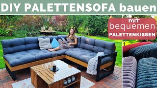 Palettensofa bauen - DIY Anleitung - Bequeme Palettenkissen - Paletten Lounge Möbel selber bauen