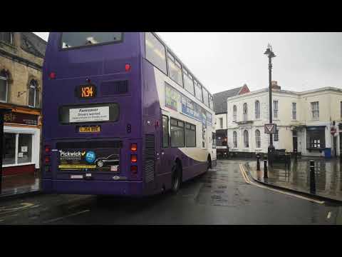 Faresaver old double decker X34 passing through Trowbridge city centre
