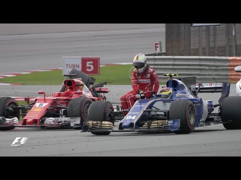 Vettel Hitches A Lift After Crash | 2017 Malaysian Grand Prix