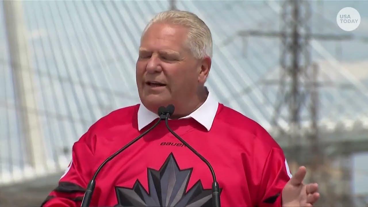 Trump's Canada tariffs criticized during Doug Ford speech celebrating opening of Gordie Howe Bridge