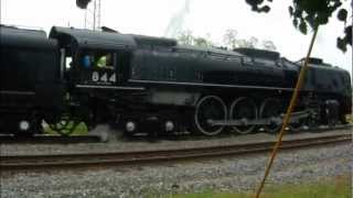 preview picture of video 'UP 844 after overshoot Mount Pleasant TX backing into siding 4/15/2012'
