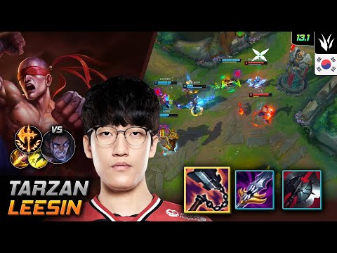 Tarzan Jungle Lee Sin Build Goredrinker Conqueror - Tarzan Lee Sin Match Highlight - LOL KR 13.1