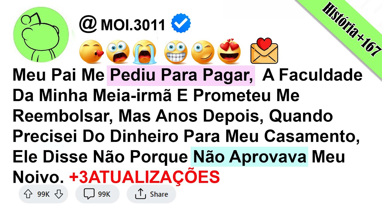 história - Meu Pai Me Pediu Para Pagar,  A Faculdade Da Minha Meia-irmã E Prometeu Me Reembolsar...