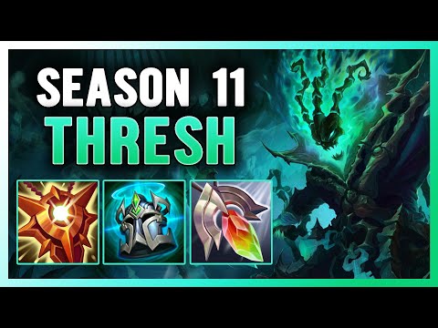 SEASON 11 THRESH SUPPORT GUIDE AND GAMEPLAY | BUILD+RUNES