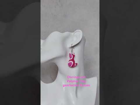 Ohrringe Polymer Clay gescheckte Katzen