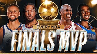 Willis Reed - Kareem Abdul-Jabbar - John Havlicek - Magic Johnson - Larry Bird - Michael Jordan - Shaquille O'Neal - Tim Duncan - Dwyane Wade - Kobe Bryant - Dirk Nowitzki - LeBron James - Kevin Durant - Kawhi Leonard - Giannis Antetokounmpo - Nikola Jokic - Jaylen Brown - Shai Gilgeous-Alexander - Jalen Brunson