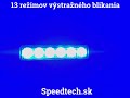 Modrý LED predátor 12/24V - 6x 3W / ECE R65 (132x30x11mm) - Video Youtube
