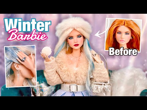 Custom Winter Barbie Doll! (Snow Princess Makeover)