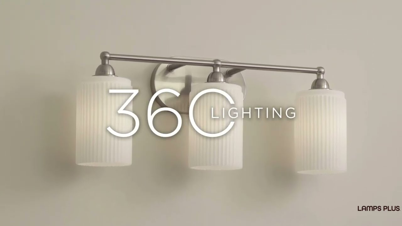 Video 1 Watch A Video About the David Brushed Nickel and Fluted Glass 3 Light Bath Light